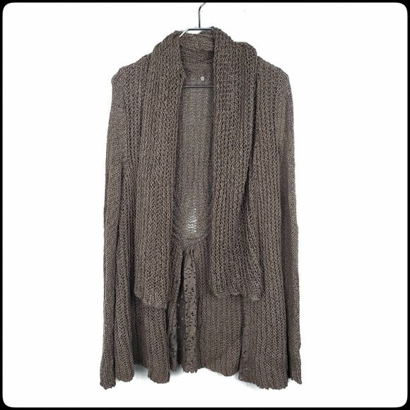 Anthropologie Sweaters - KNITTED & KNOTTED Anthropologie Sirretta Cocoa Tan Lace Knit Cardigan Size: L